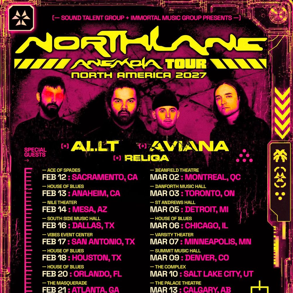 NORTHLANE ANEMOIA TOUR NORTH AMERICA 2027 SETLIST PLAYLIST