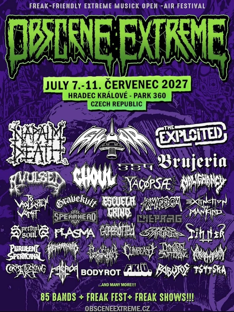 OBSCENE EXTREME 2027 COMPLETE SETLIST PLAYLIST