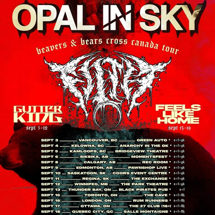 OPAL IN SKY/FILTH BEAVERS & BEARS CROSS CANADA TOUR 2026 SETLIST PLAYLIST