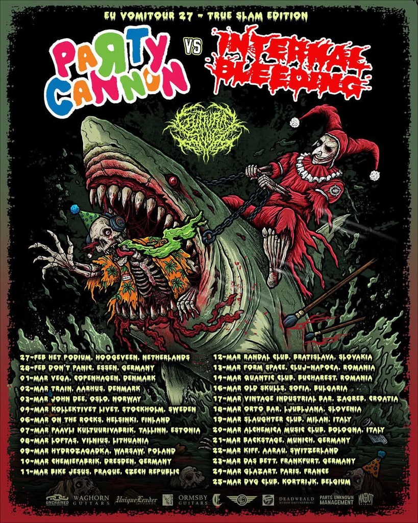 PARTY CANNON & INTERNAL BLEEDING EU VOMITOUR 27 - TRUE SLAM EDITION 2027 SETLIST PLAYLIST