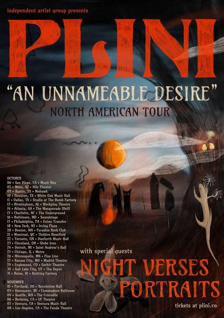 PLINI AN UNNAMEABLE DESIRE NORTH AMERICAN TOUR 2026 SETLIST PLAYLIST