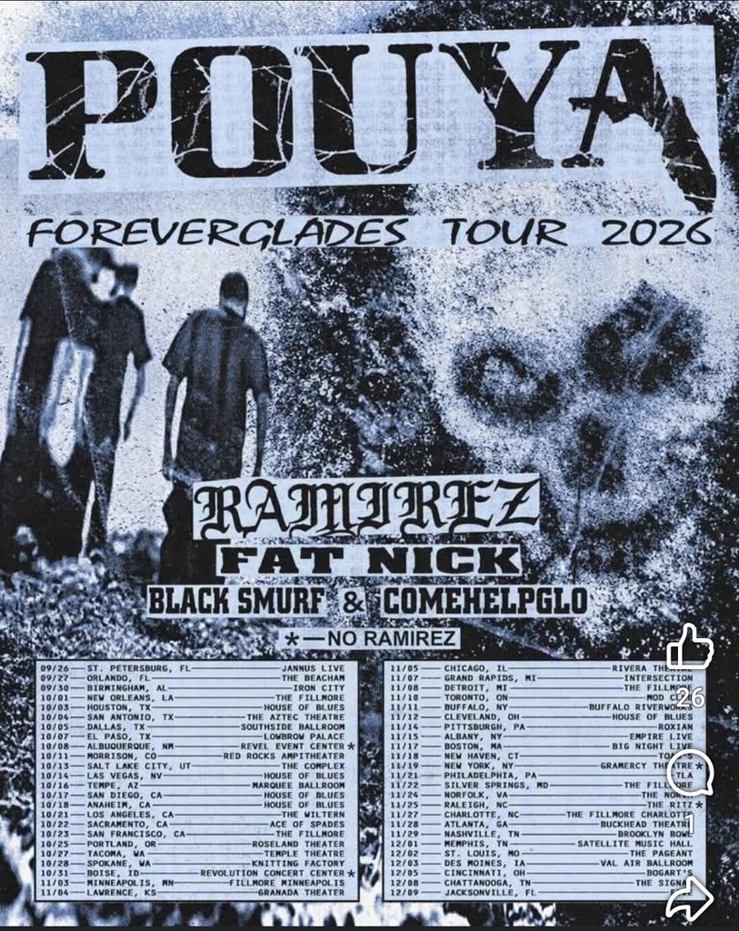 POUYA FOREVERGLADES TOUR US 2026 SETLIST PLAYLIST