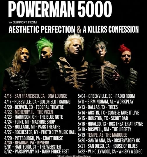 POWERMAN 5000 US 2027 SETLIST PLAYLIST