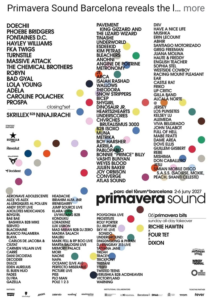 PRIMAVERA SOUND 2027 COMPLETE SETLIST PLAYLIST