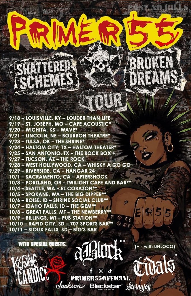 PRIMER 55 SHATTERED SCHEMES BROKEN DREAMS TOUR US 2026 Setlist Playlist