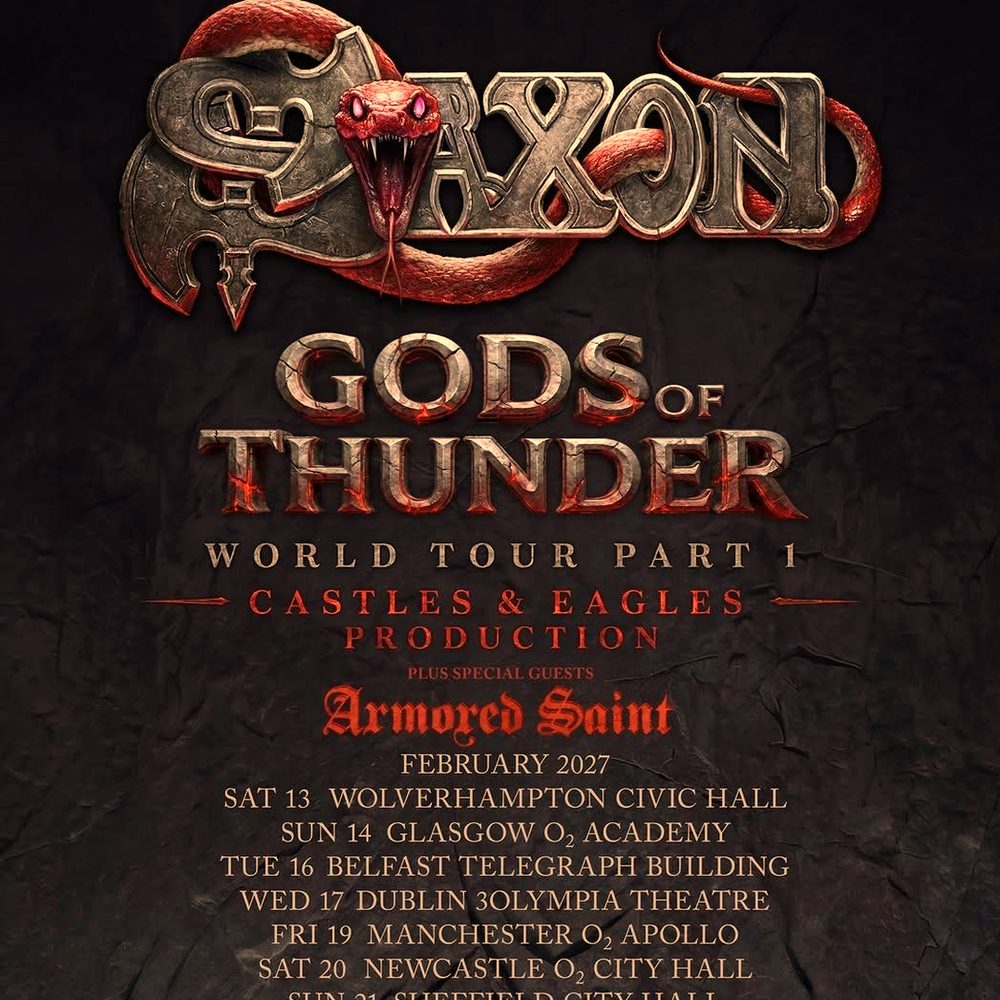 SAXON GODS OF THUNDER WORLD TOUR PART 1 UK 2027 SETLIST PLAYLIST
