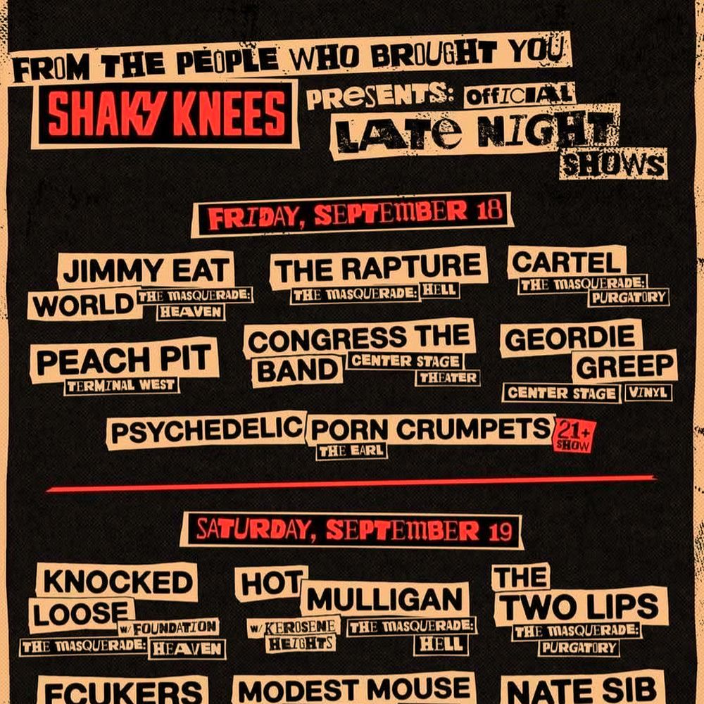 Shaky Knees 2026 - Official Late Night Shows Setlist Playlist