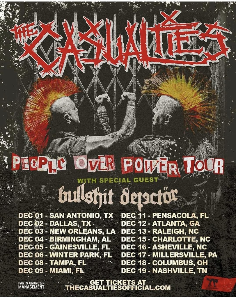 THE CASUALTIES PEOPLE OVER POWER TOUR US 2026 SETLIST PLAYLIST