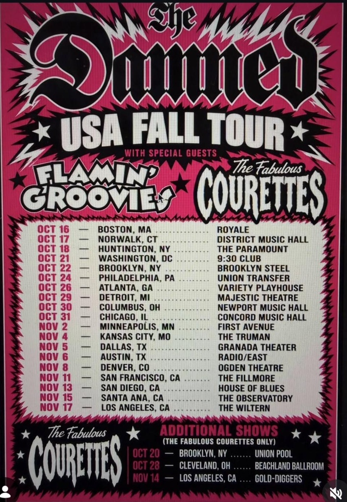 THE DAMNED USA FALL TOUR 2026 SETLIST PLAYLIST