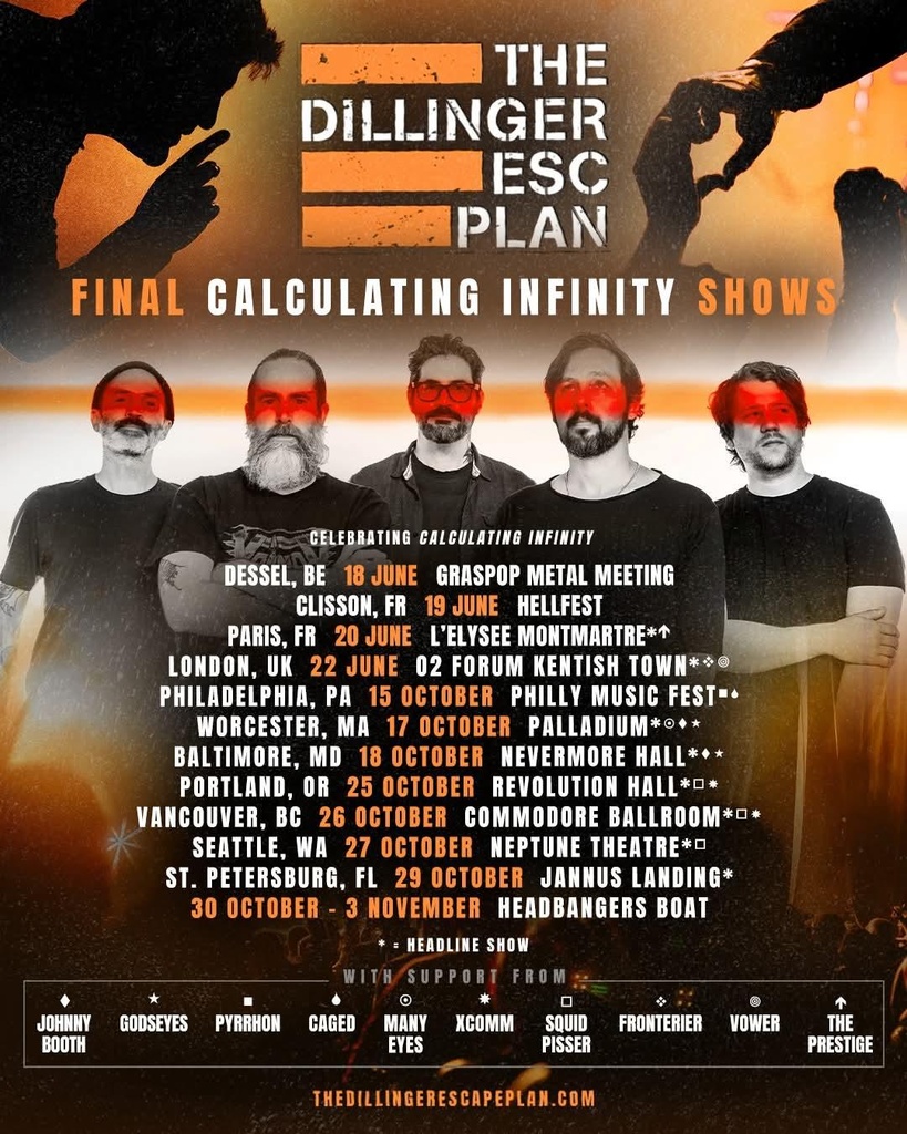 THE DILLINGER ESCAPE PLAN FINAL CALCULATING INFINITY SHOWS 2026 Setlist Playlist