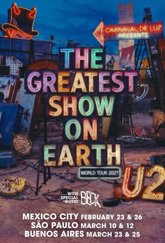 U2 THE GREATEST SHOW ON EARTH WORLD TOUR 2027 SETLIST PLAYLIST