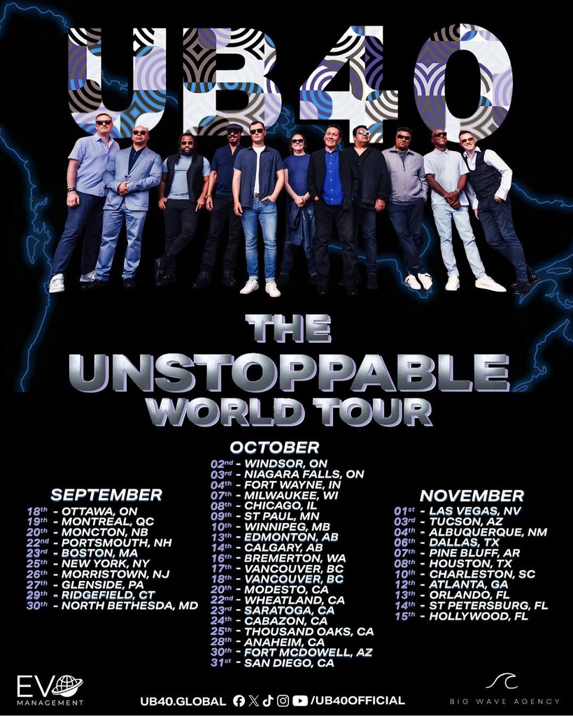 UB40 THE UNSTOPPABLE WORLD TOUR N. AMERICA 2026 SETLIST PLAYLIST
