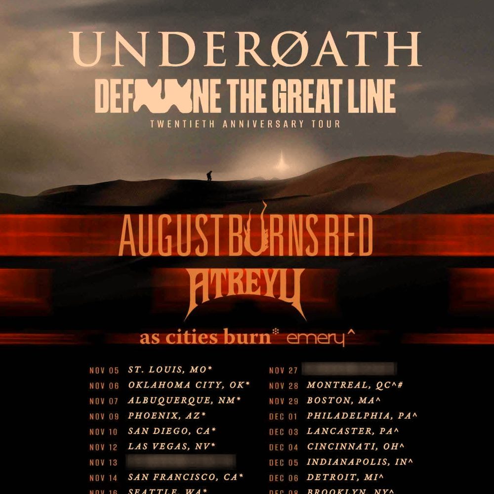 UNDEROATH DEFINE THE GREAT LINE TOUR N. America 2026 Setlist Playlist