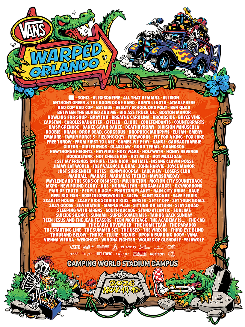 VANS WARPED TOUR Orlando 2026 EVOLVING SETLIST PLAYLIST
