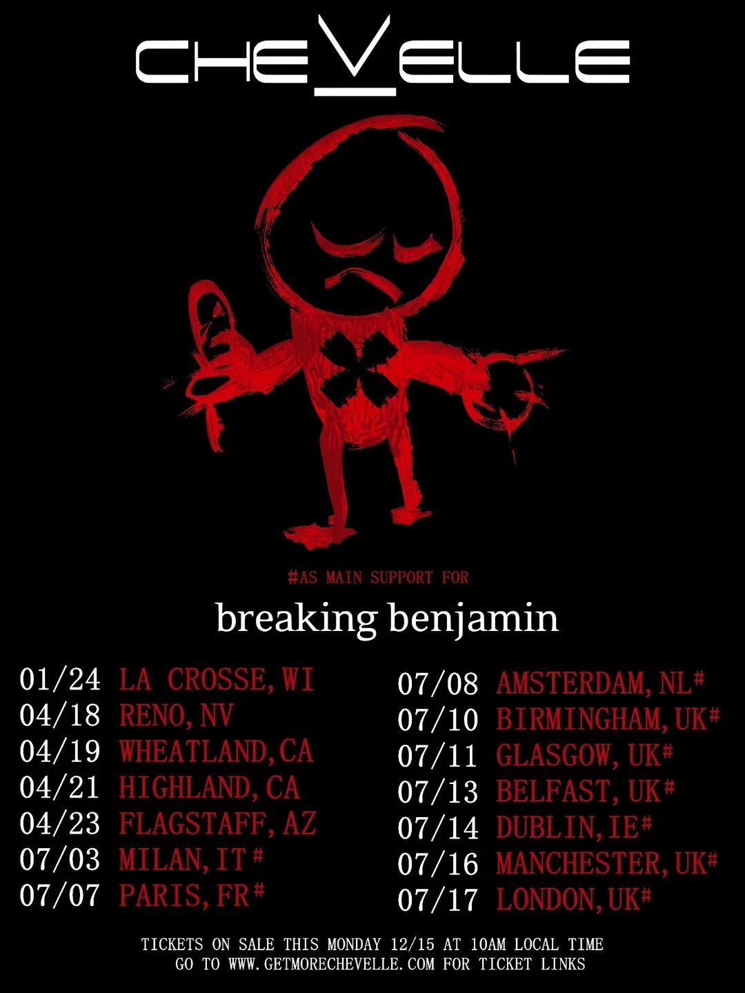 BREAKING BENJAMIN / CHEVELLE Fall Tour 2026 US Setlist Playlist 