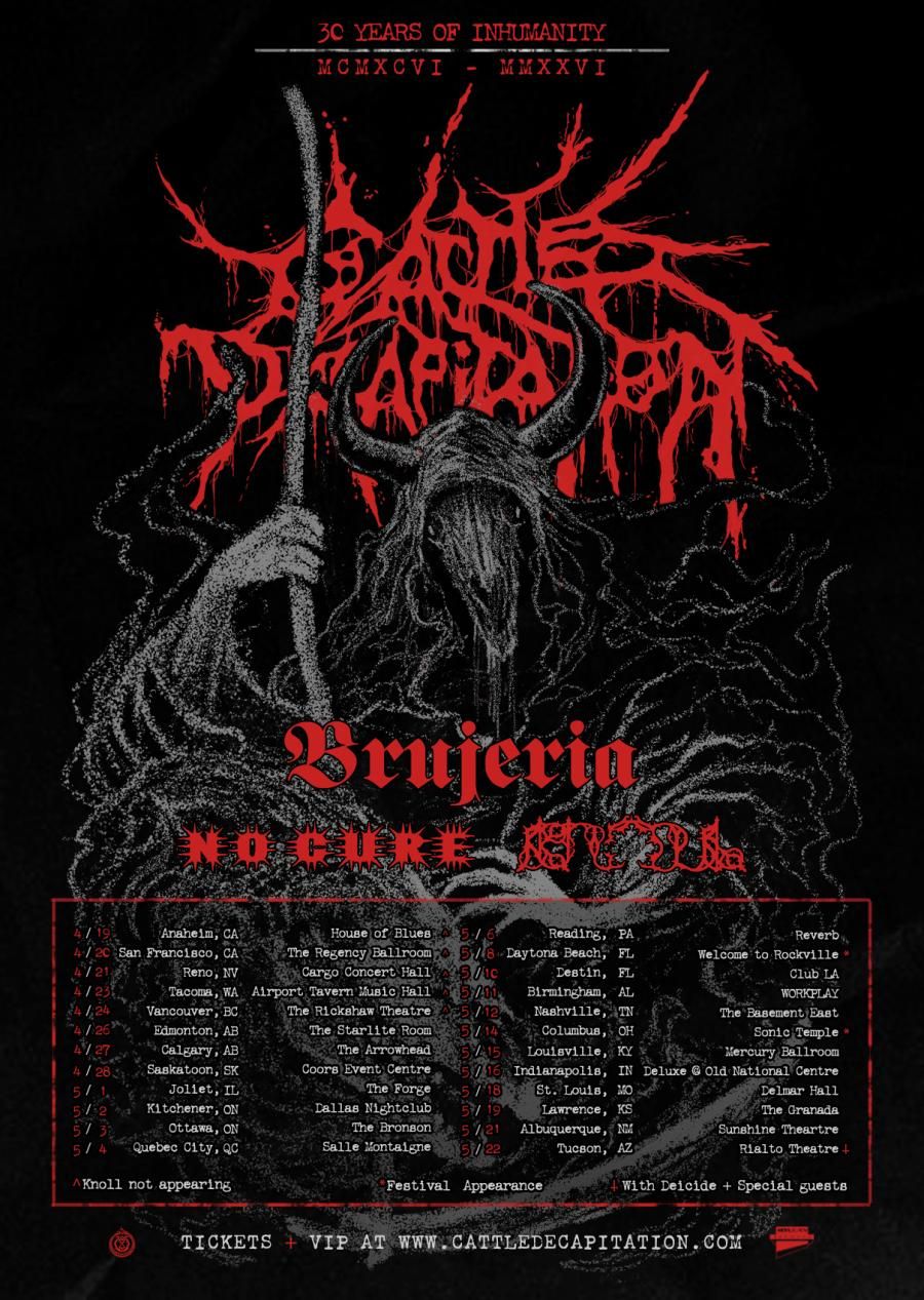 CATTLE DECAPITATION / ABORTED No Fear For Tomorrow N. American Tour 2025 Setlist Playlist