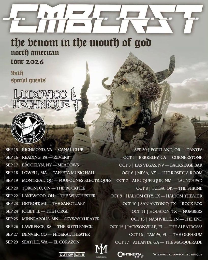 COMBICHRIST THE VENOM IN THE MOUTH OF GOD NORTH AMERICAN TOUR 2026 Setlist Playlist