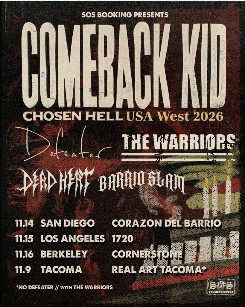 COMEBACK KID CHOSEN HELL USA WEST TOUR 2026 Setlist Playlist