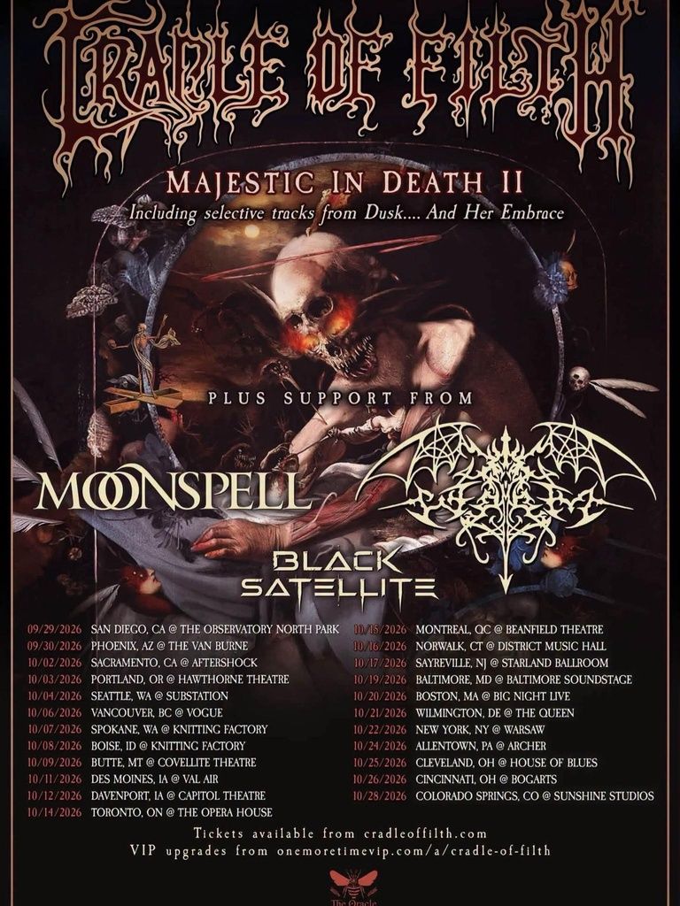 CRADLE OF FILTH MAJESTIC IN DEATH II N. America 2026 Setlist Playlist