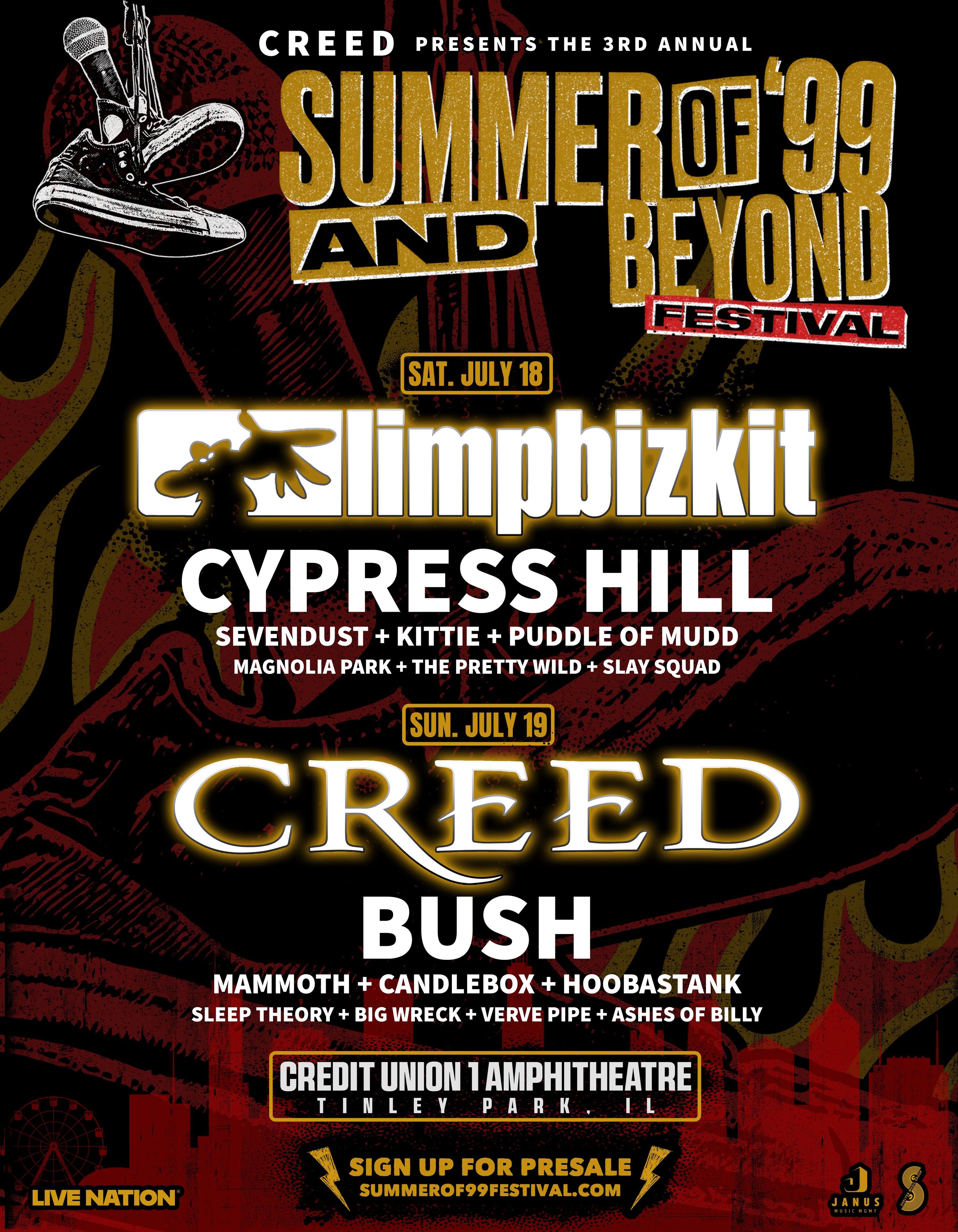 CREED Return Of The Summer Of '99 Tour 2025 Setlist Playlist