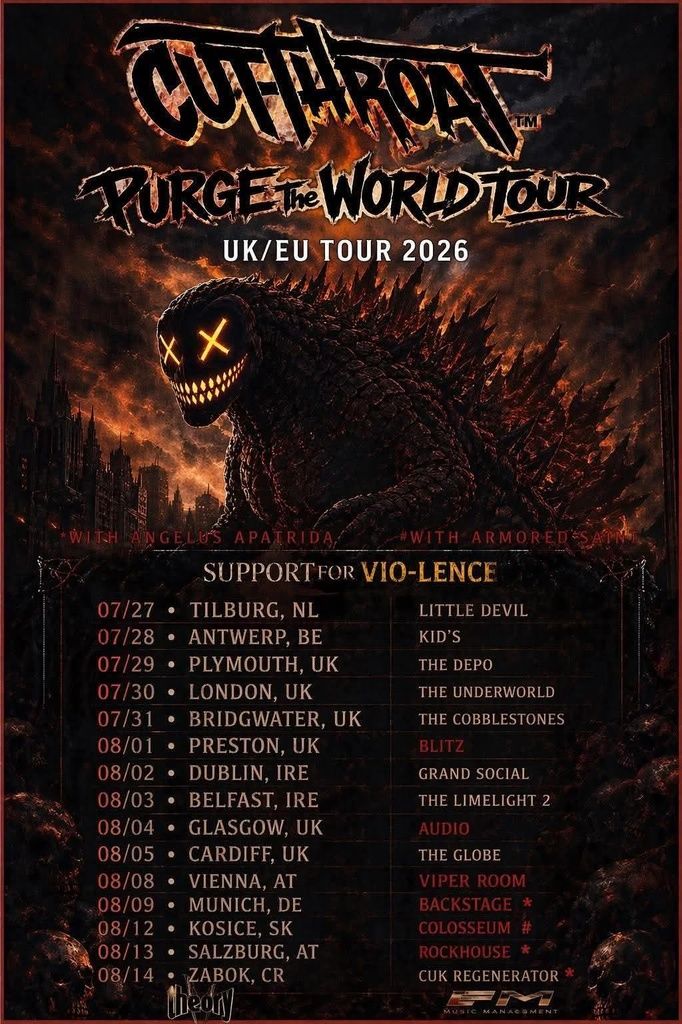 CUTTHROAT PURGE THE WORLD TOUR UK/EU 2026 Setlist Playlist