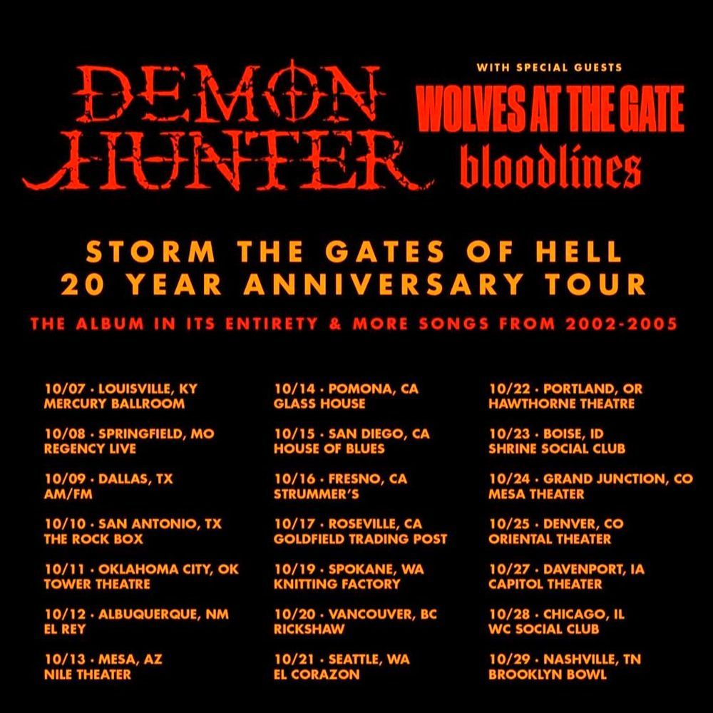 DEMON HUNTER STORM THE GATES OF HELL 20 YEAR ANNIVERSARY TOUR US 2026 Setlist Playlist