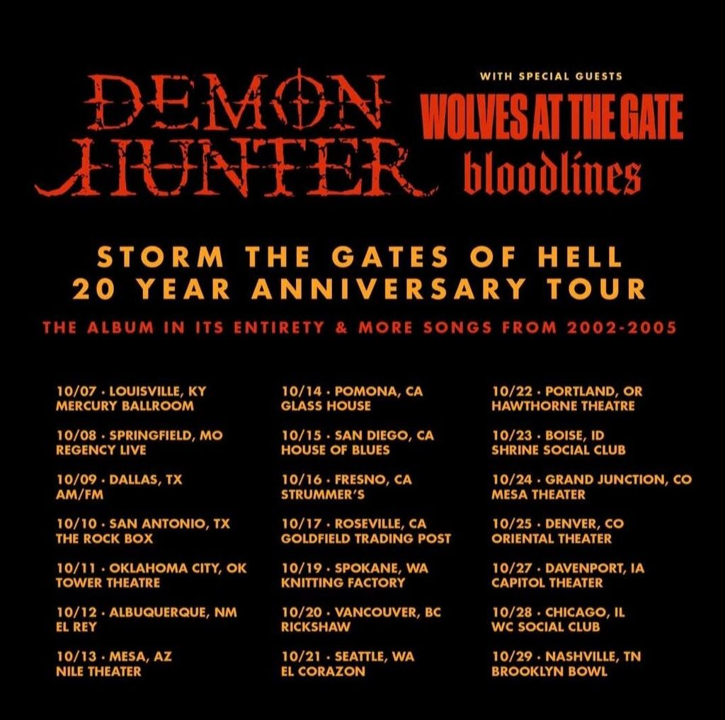 DEMON HUNTER STORM THE GATES OF HELL 20 YEAR ANNIVERSARY TOUR US 2026 Setlist Playlist