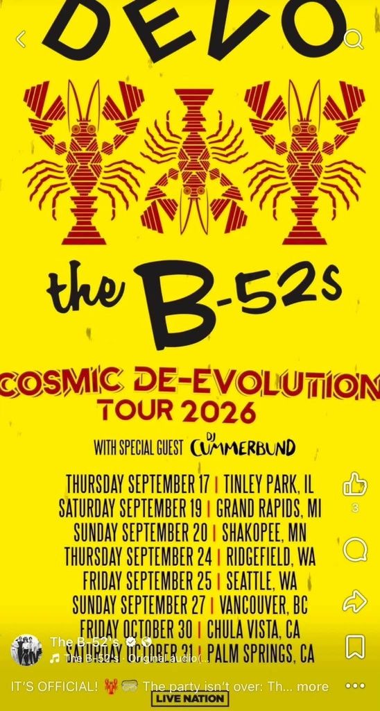 DEVO & THE B-52s COSMIC DE-EVOLUTION TOUR US 2026 Setlist Playlist