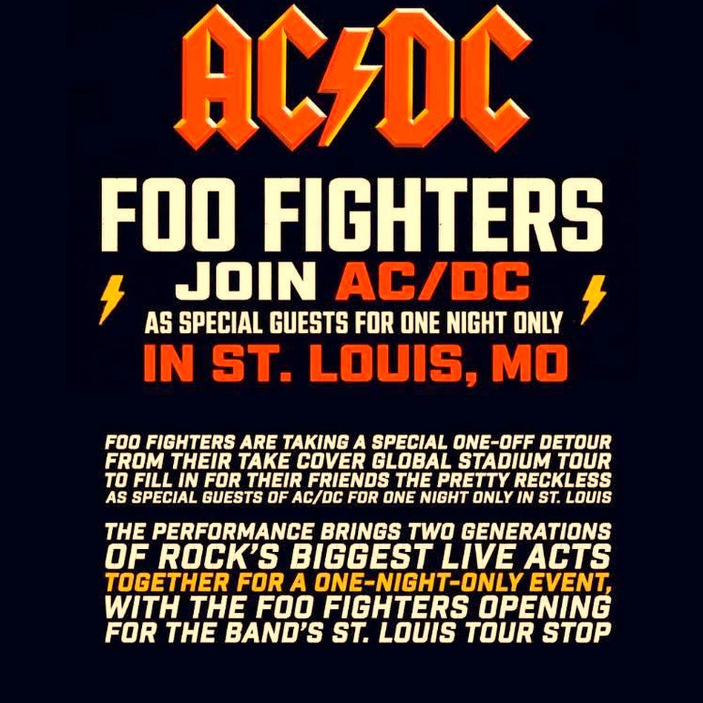 AC/DC FOO FIGHTERS ST. LOUIS SEPT. 8TH 2026 SETLIST PLAYLIST