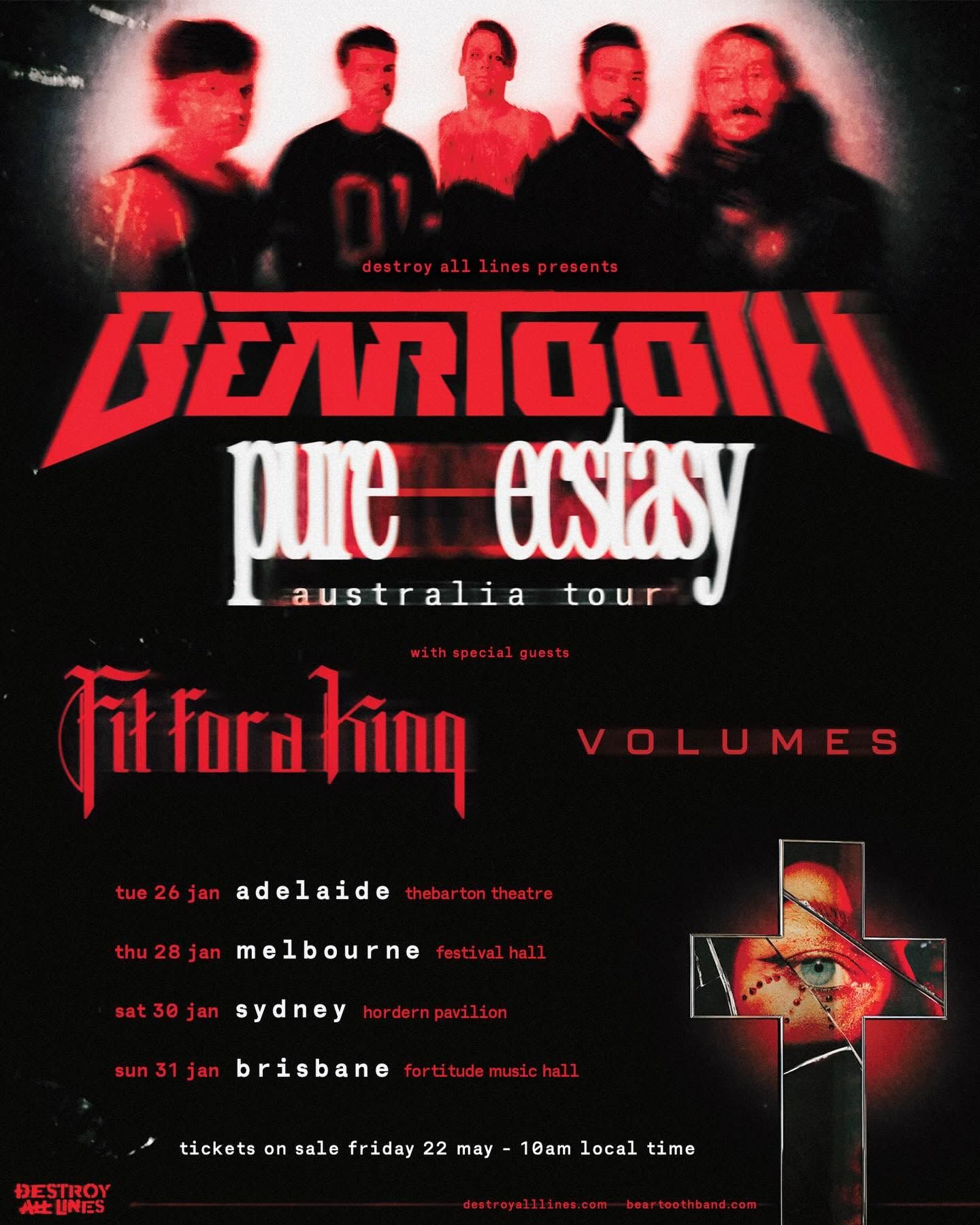 BEARTOOTH PURE ECSTASY WORLD TOUR Australia 2027 Setlist Playlist