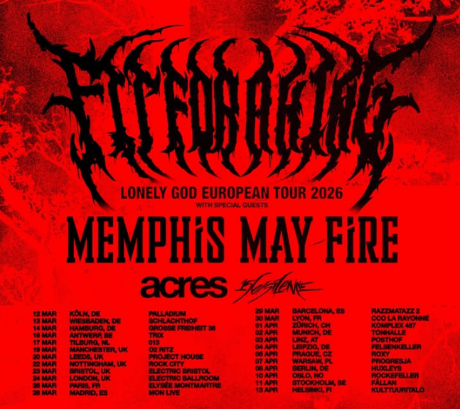 FIT FOR A KING Lonely God European Tour 2026 Setlist Playlist