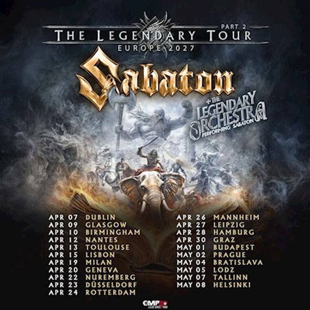 SABATON "The Tour To End All Tours" 2022 Setlist Playlist