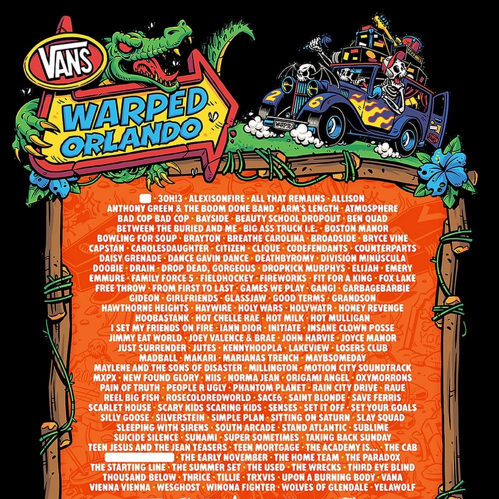 VANS WARPED TOUR Orlando 2026 EVOLVING SETLIST PLAYLIST