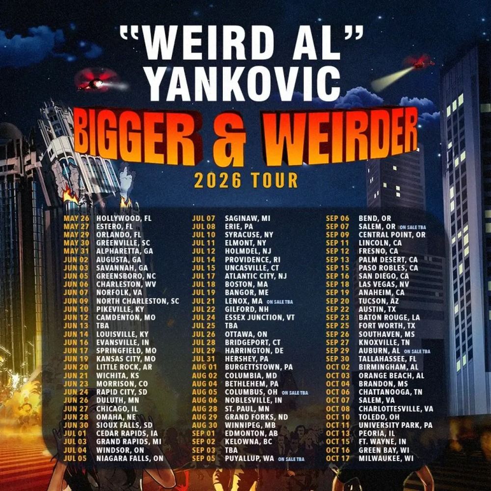 "WEIRD AL" YANKOVIC Bigger &Weirder 2025 Tour Setlist Playlist