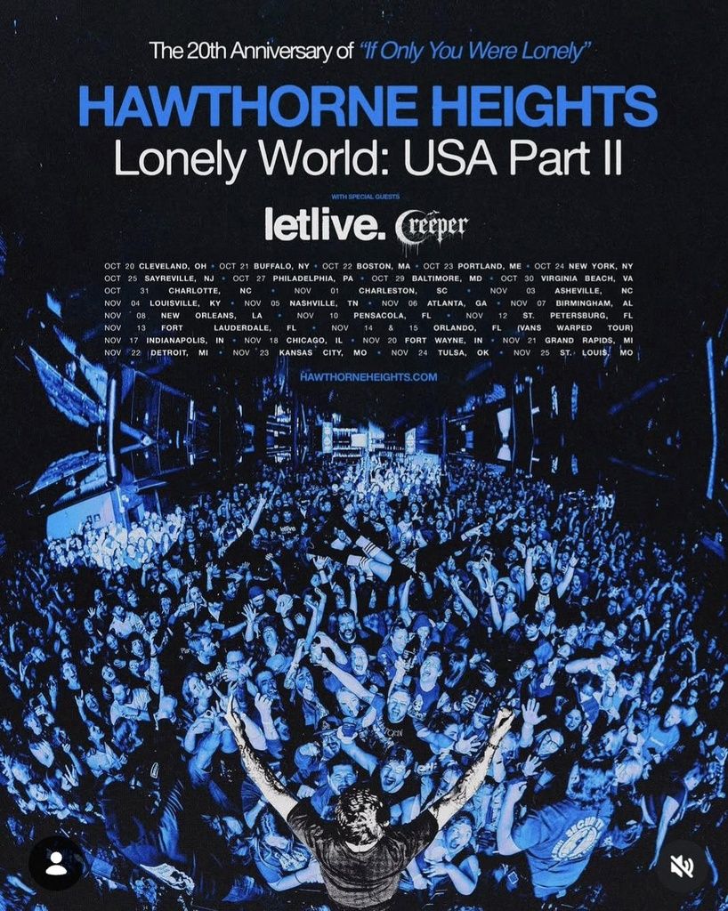 HAWTHORNE HEIGHTS LONELY WORLD: USA PART II 2026 Setlist Playlist
