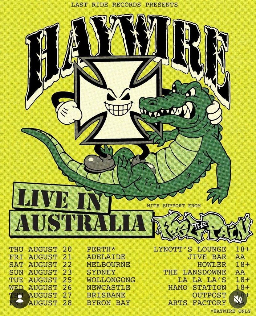 HAYWIRE LIVE IN AUSTRALIA 2026 Setlist Playlist