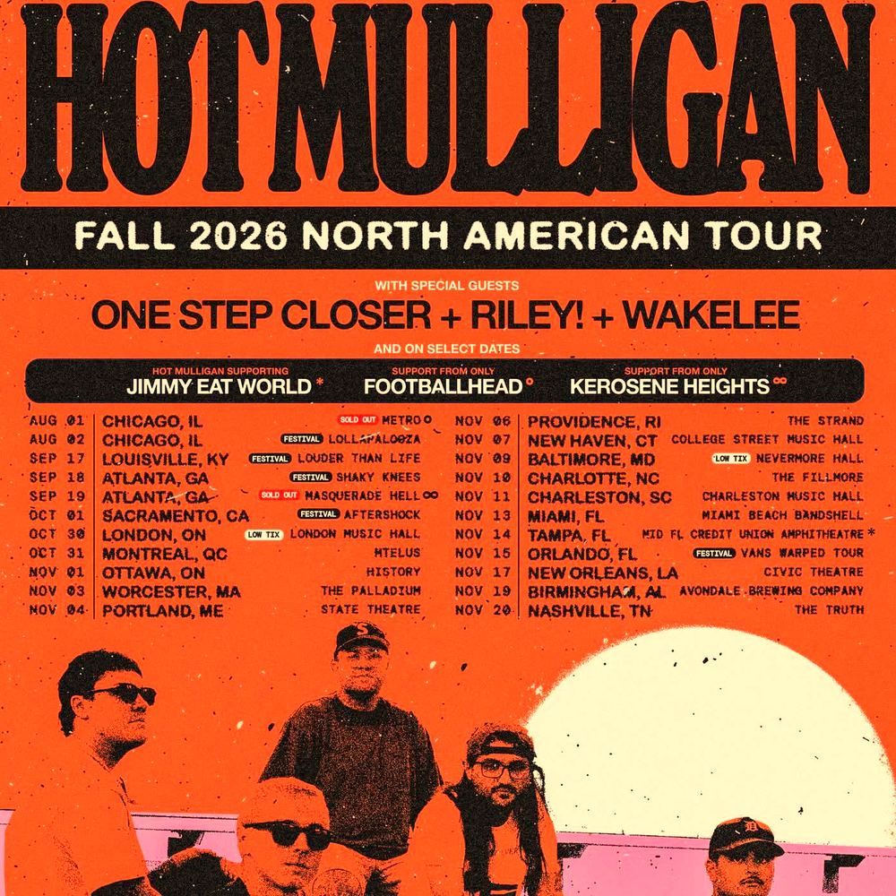 HOT MULLIGAN FALL 2026 NORTH AMERICAN TOUR Setlist Playlist