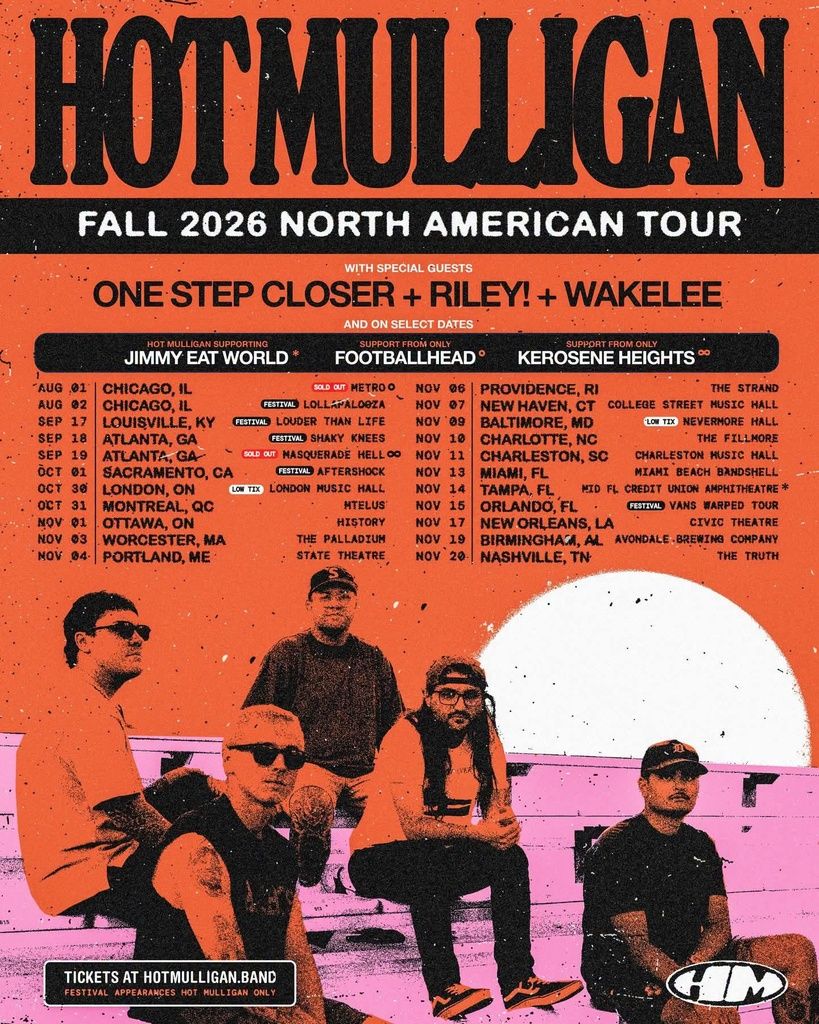 HOT MULLIGAN FALL 2026 NORTH AMERICAN TOUR Setlist Playlist