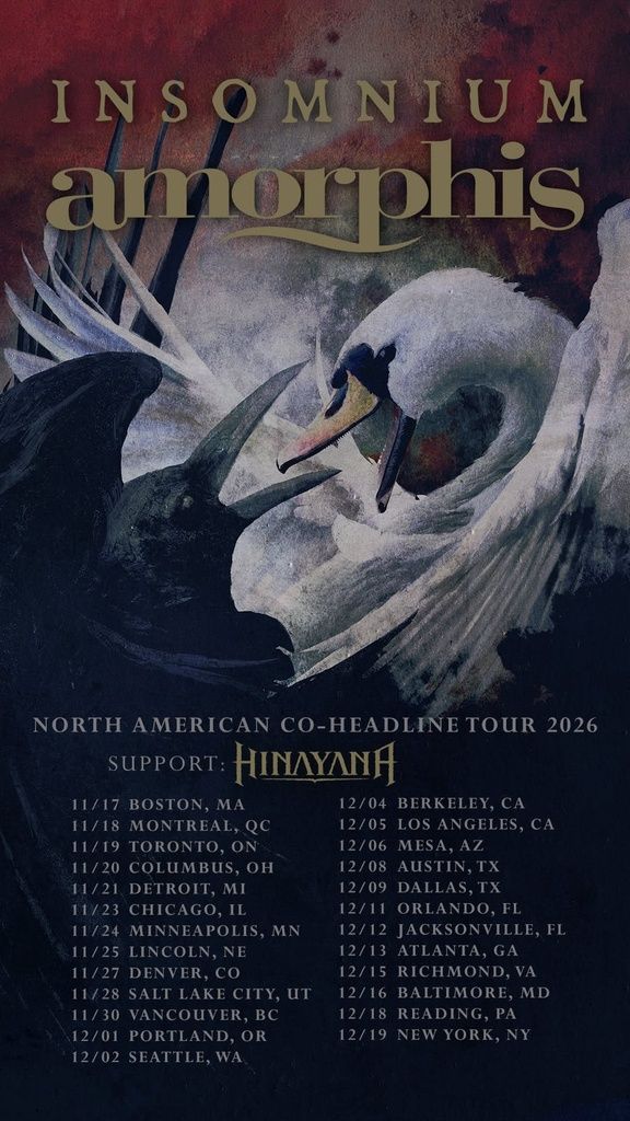 INSOMNIUM & AMORPHIS NORTH AMERICAN CO-HEADLINE TOUR 2026 SETLIST PLAYLIST