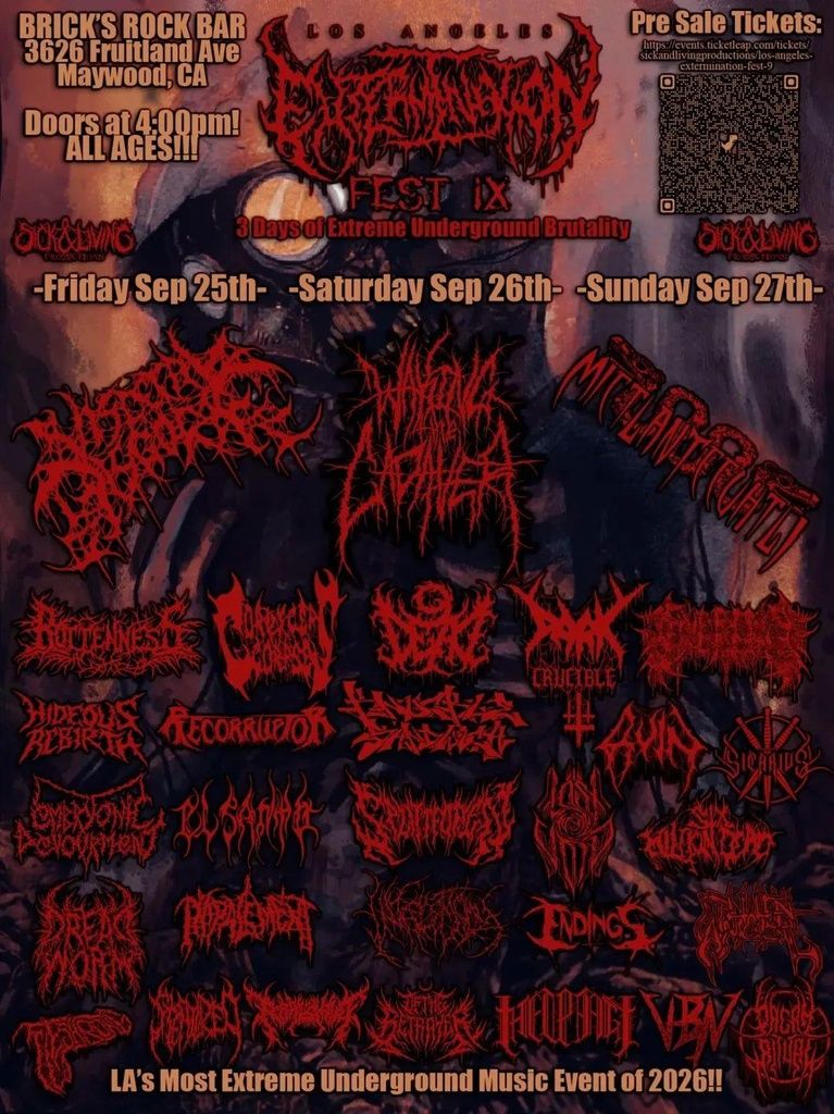 LOS ANGELES EXTERMINATION FEST IX 2026 Complete Setlist Playlist