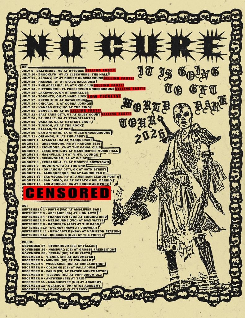 NO CURE IT IS GOING TO GET DARK WORLD TOUR 2026 Setlist Playlist