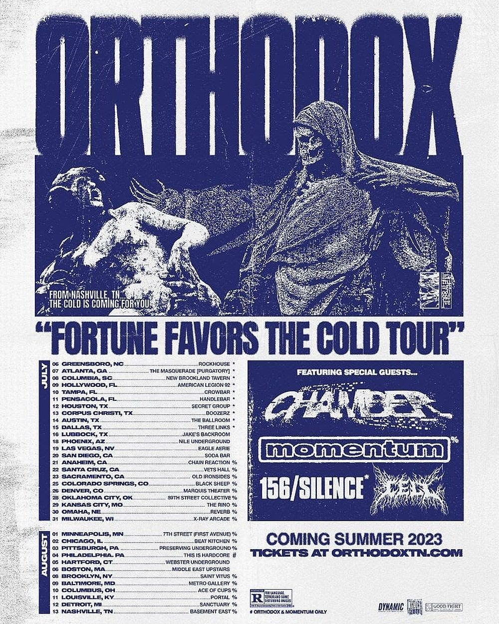 ORTHODOX "Fortune Favors The Cold Tour" US 2023 Setlist Playlist