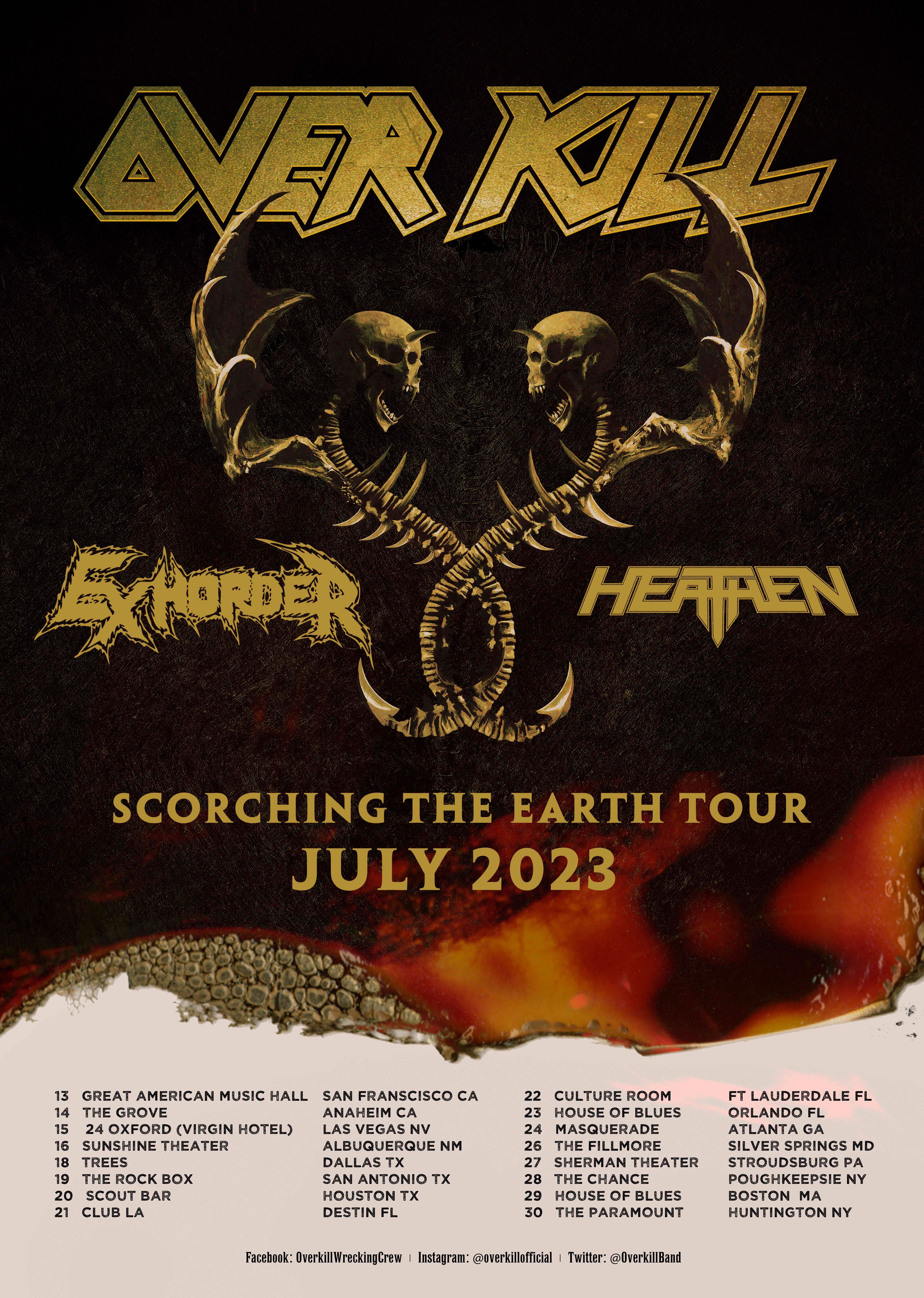 OVERKILL Scorching The Earth Tour US 2023 Setlist Playlist
