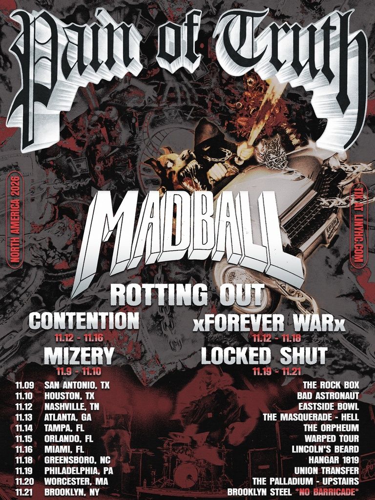 PAIN OF TRUTH / MADBALL US Nov. 2026 Setlist Playlist