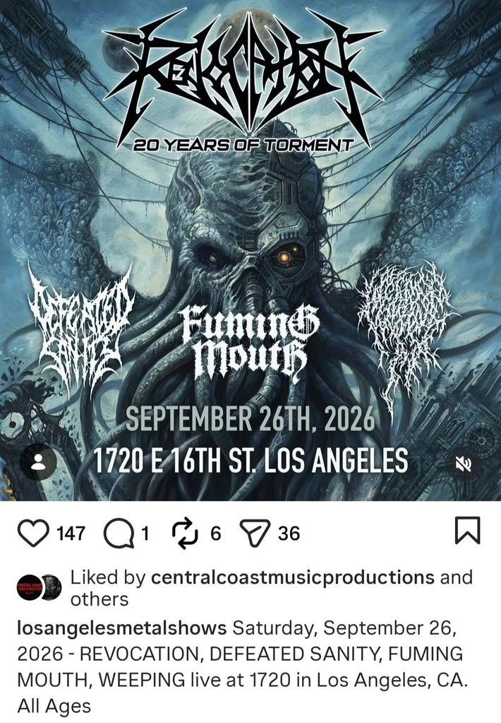 REVOCATION 20 YEARS OF TORMENT (1720 | LOS ANGELES, CA | 2026-09-26)