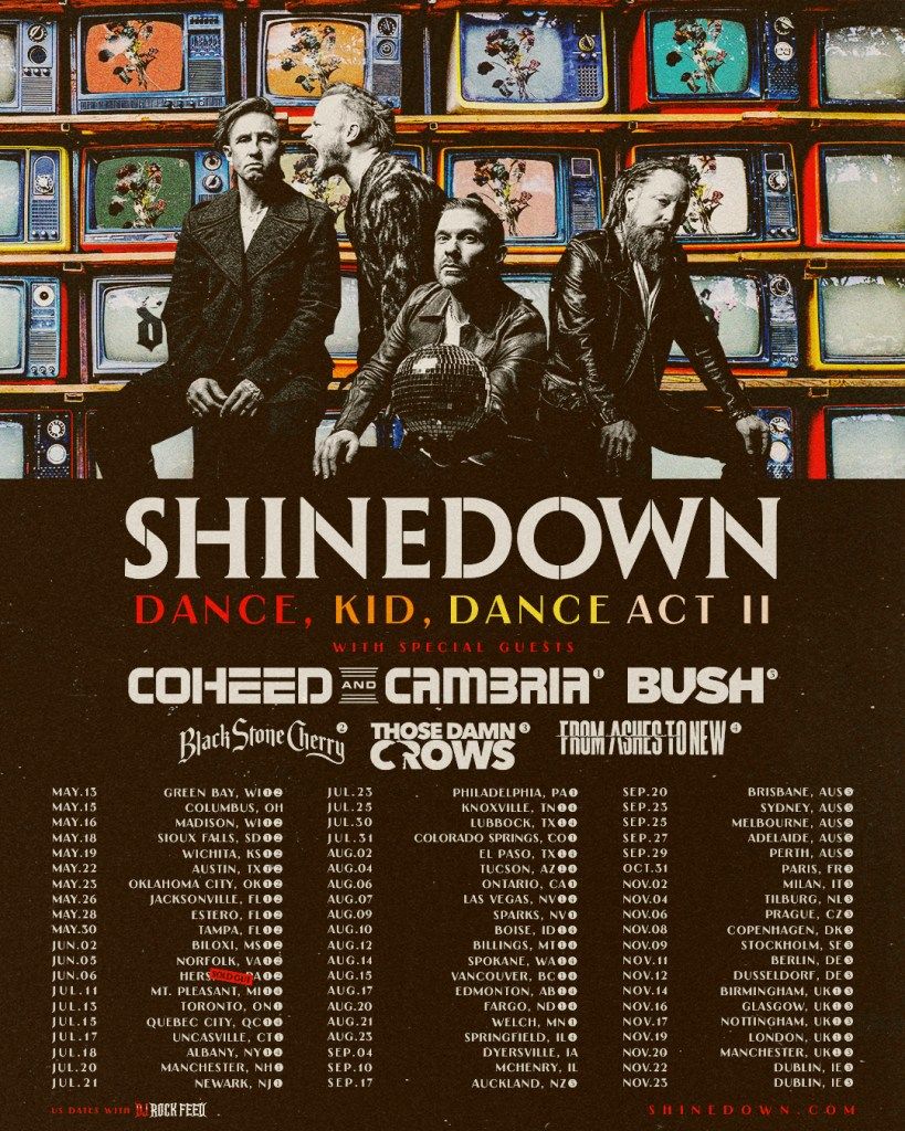 SHINEDOWN Dance, Kid, Dance Act II N. AMERICAN Tour 2026 Setlist Playlist