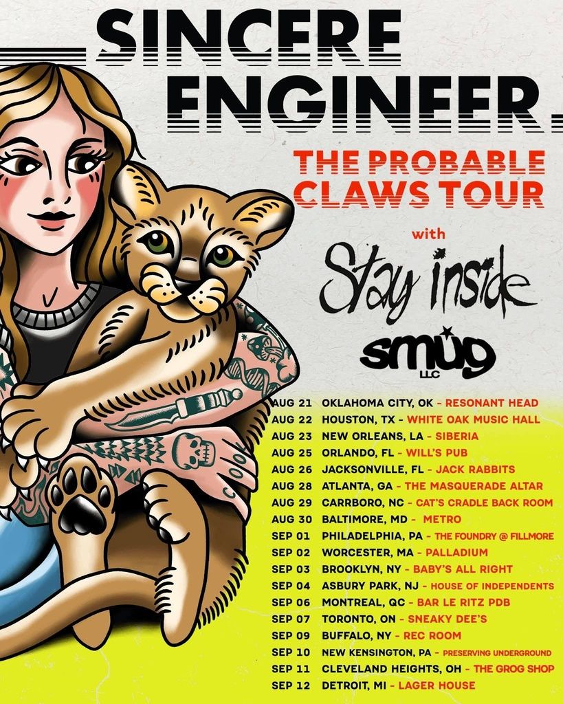 SINCERE ENGINEER THE PROBABLE CLAWS TOUR N. America 2026 Setlist Playlist
