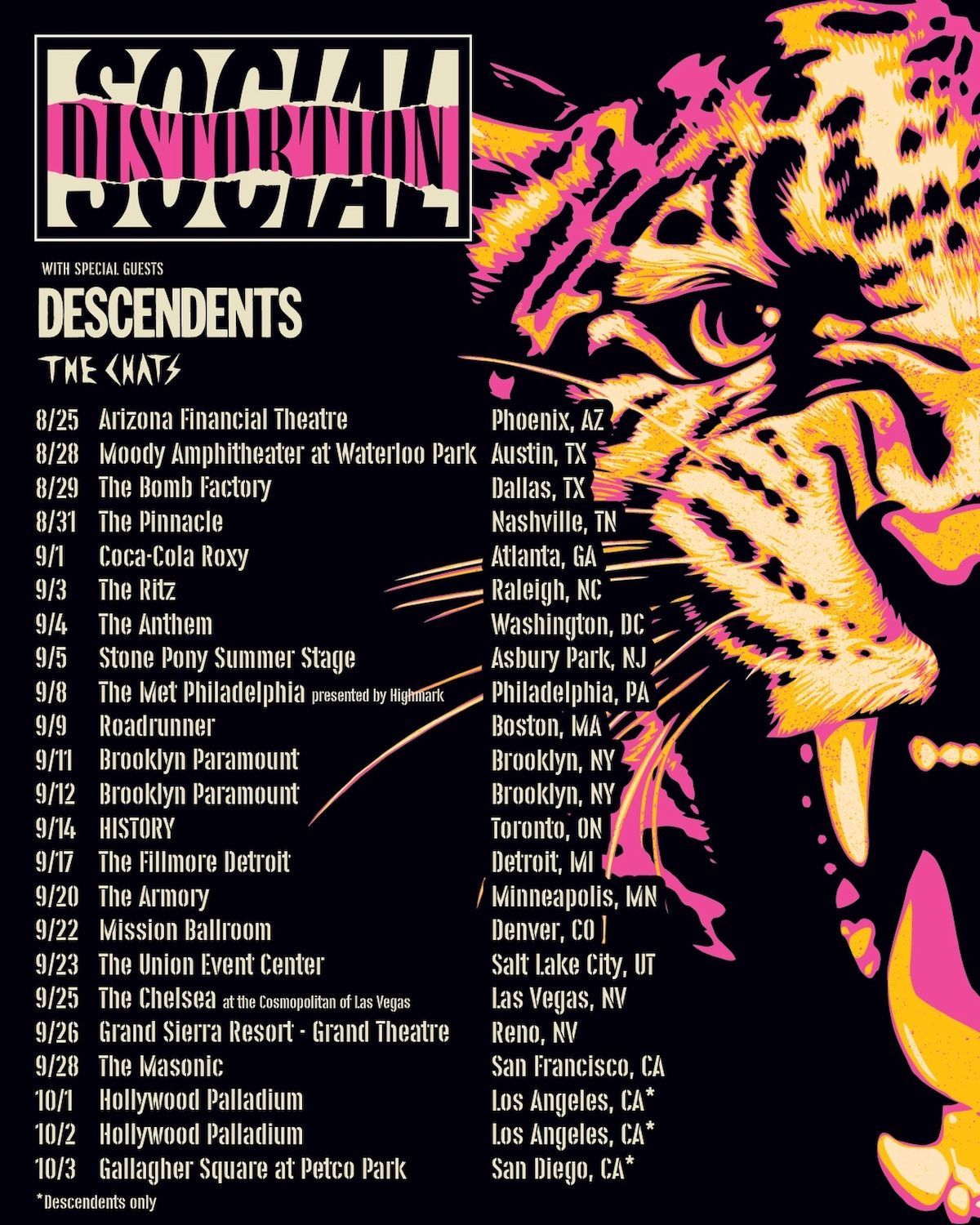 SOCIAL DISTORTION / DESCENDENTS  Summer US Tour 2026 Setlist Playlist
