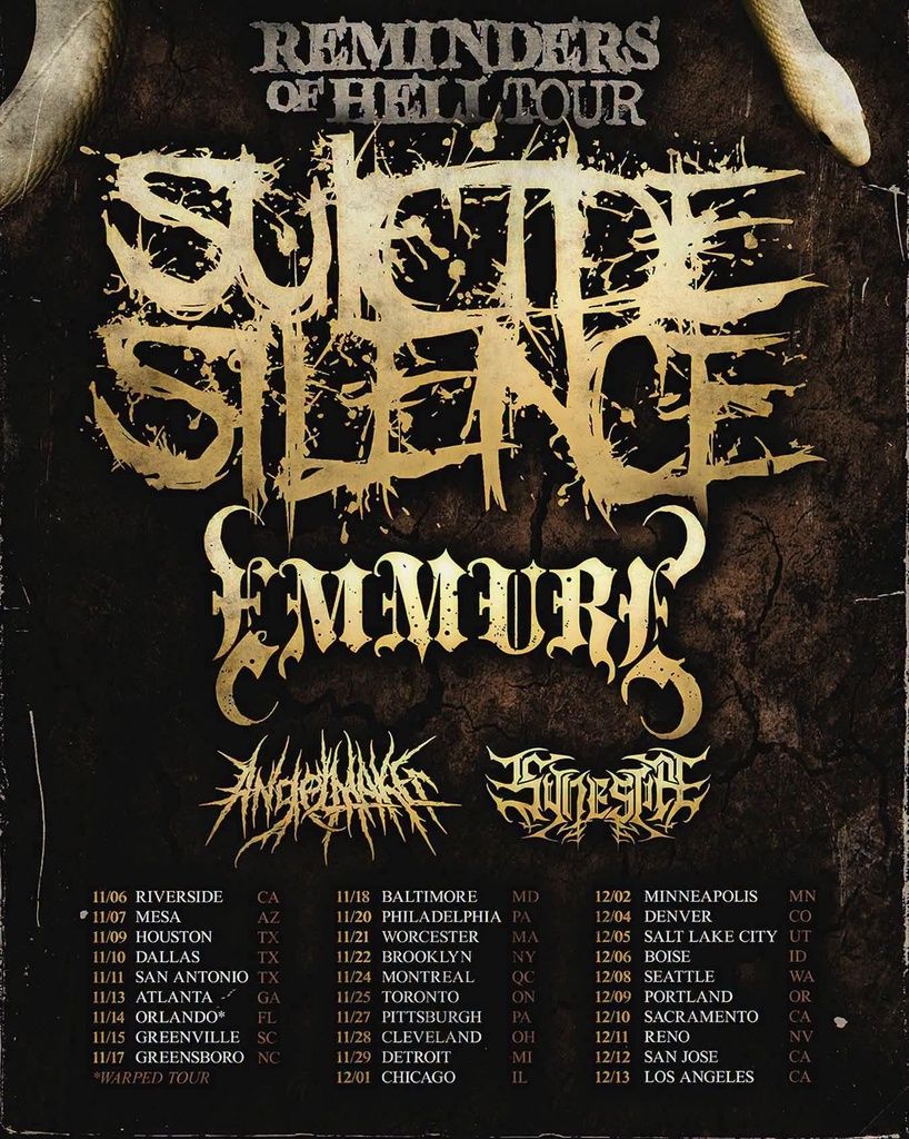 SUICIDE SILENCE REMINDERS OF HELL TOUR N. America 2026 Setlist Playlist