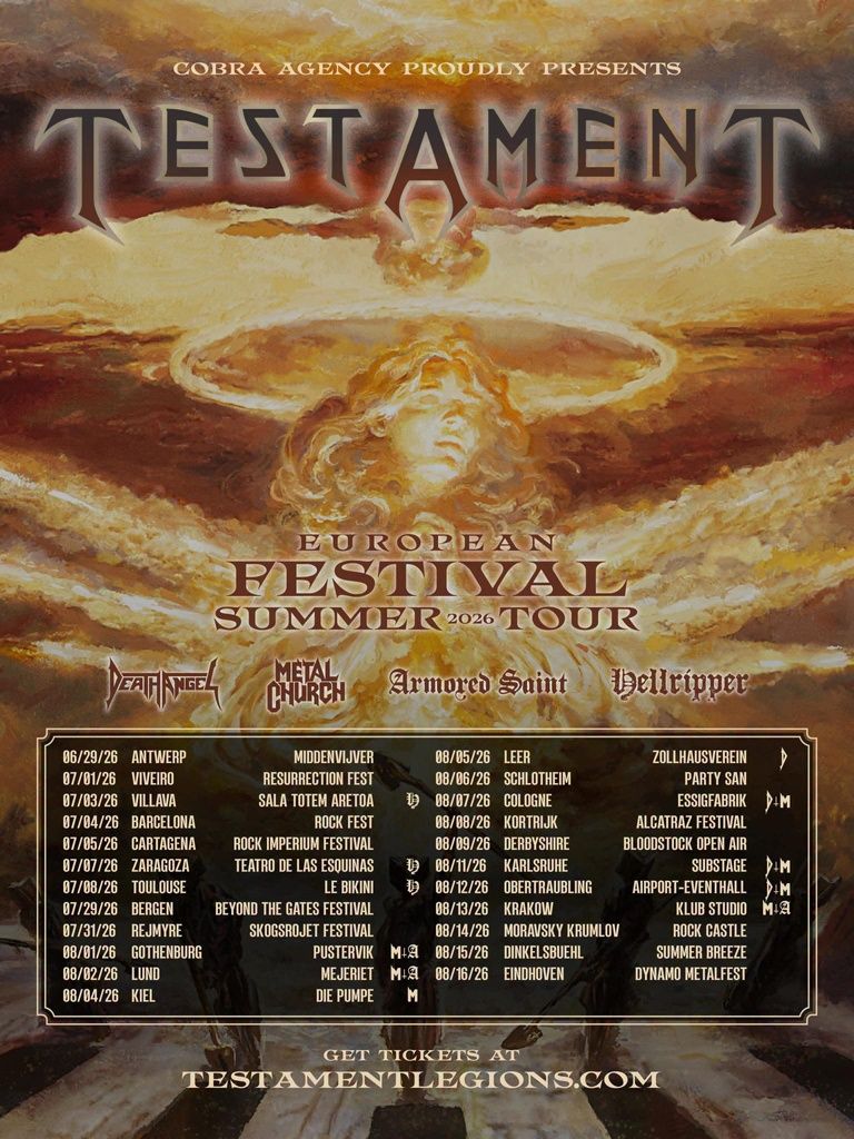 TESTAMENT EUROPEAN FESTIVAL SUMMER TOUR 2026 Setlist Playlist